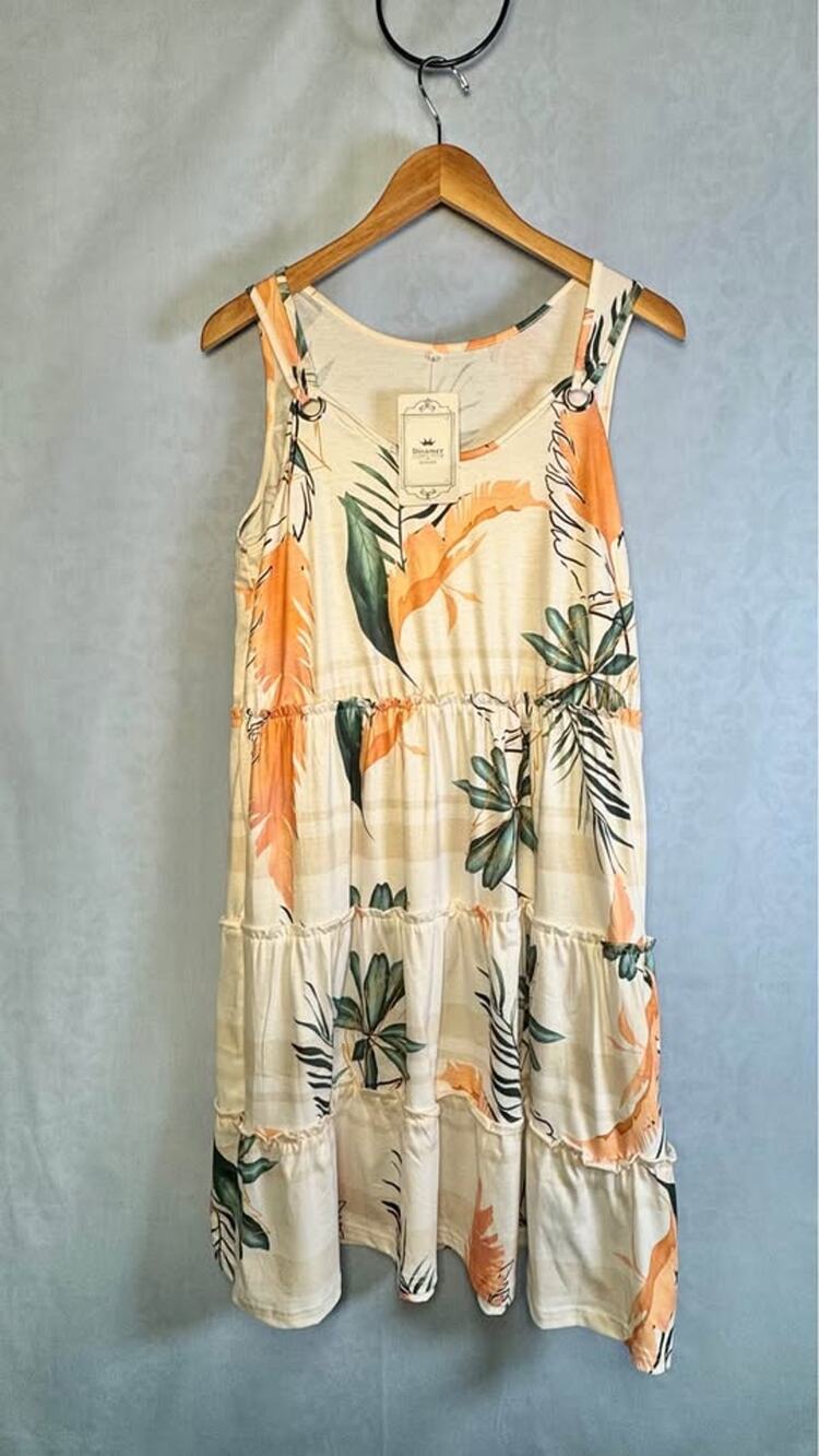 NEW! Disamer Tropical Print Tiered Sleeveless Dress Size L